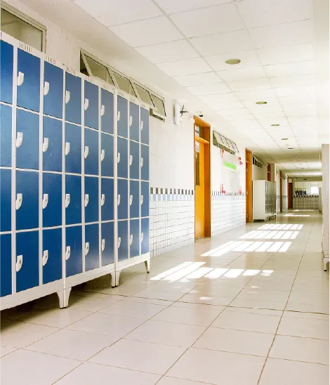 Photograph of a school corridor